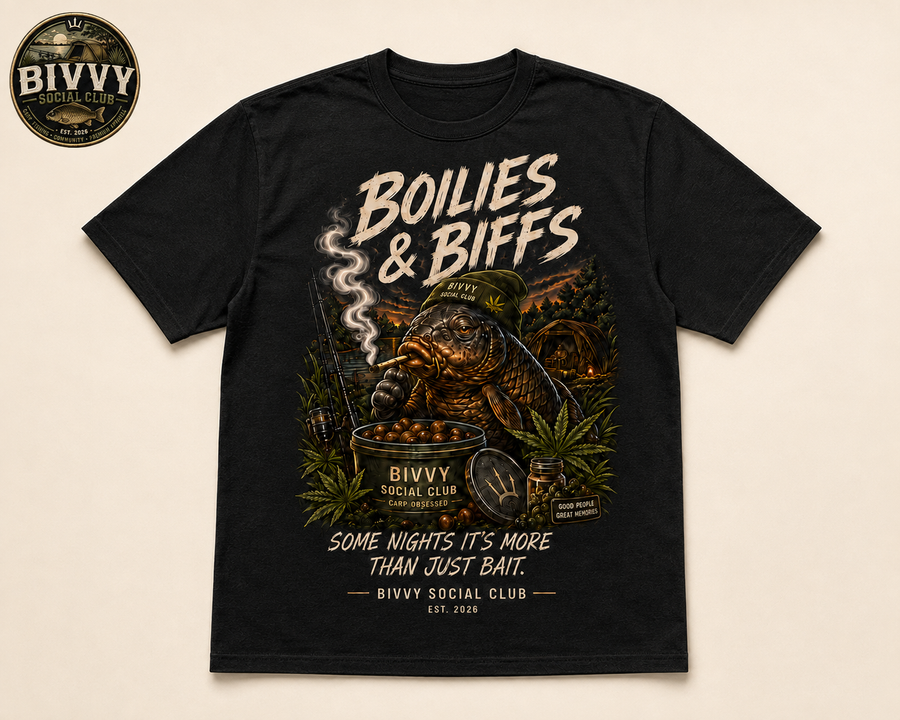 Boilies & Biffs — Black — Front view