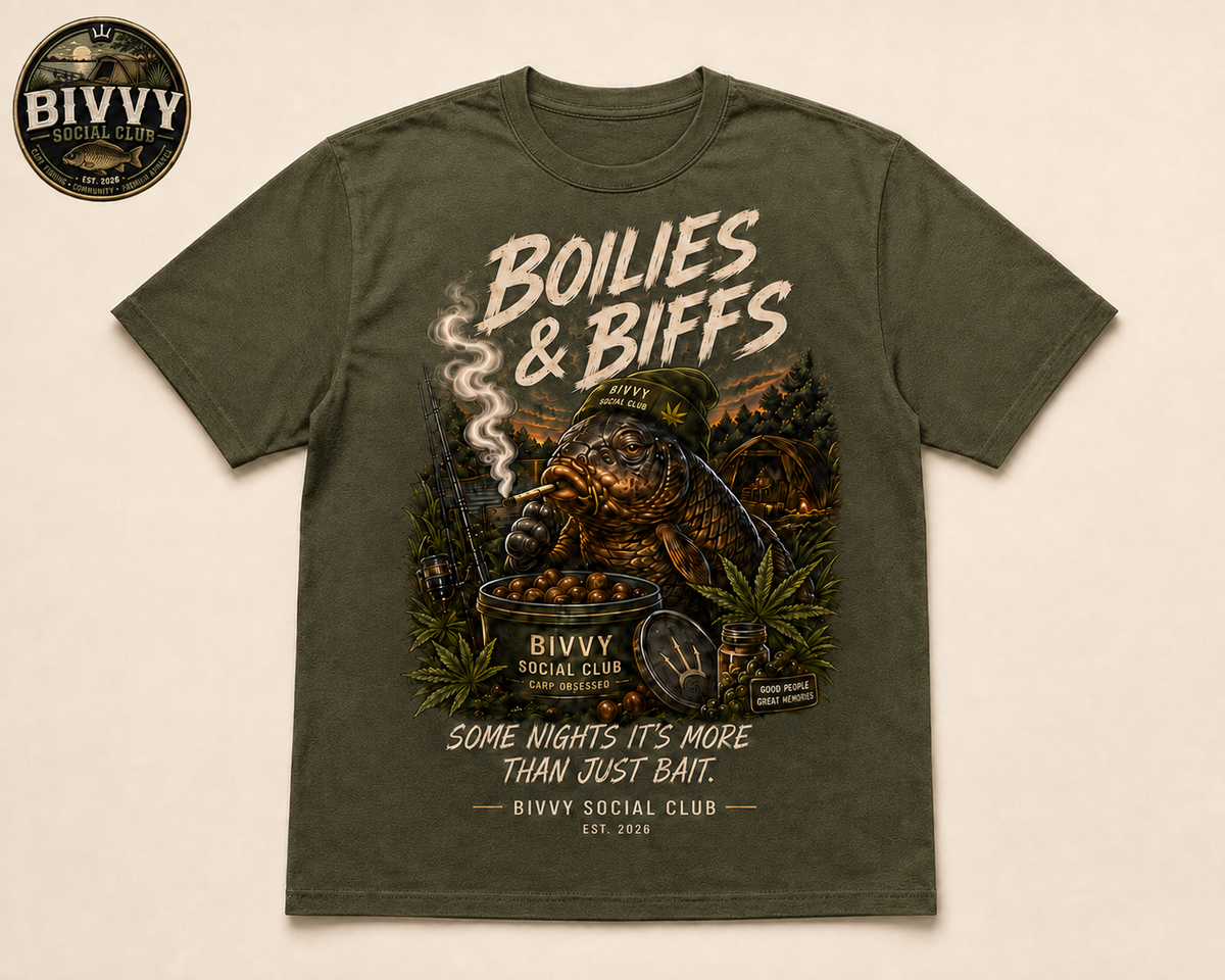 Boilies & Biffs — Olive — Front view